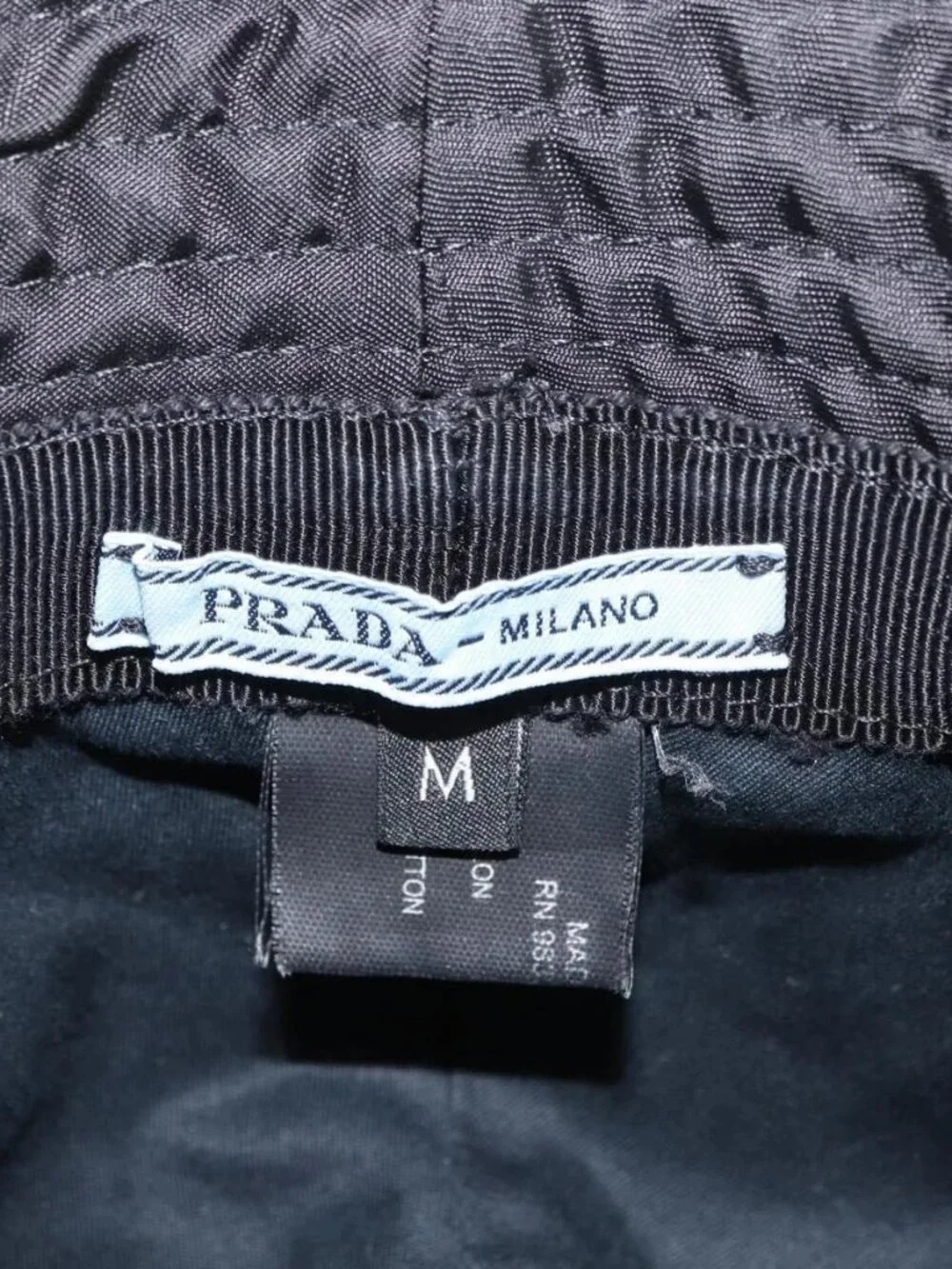 PRADA Hat Nylon M Black Auth 181375M